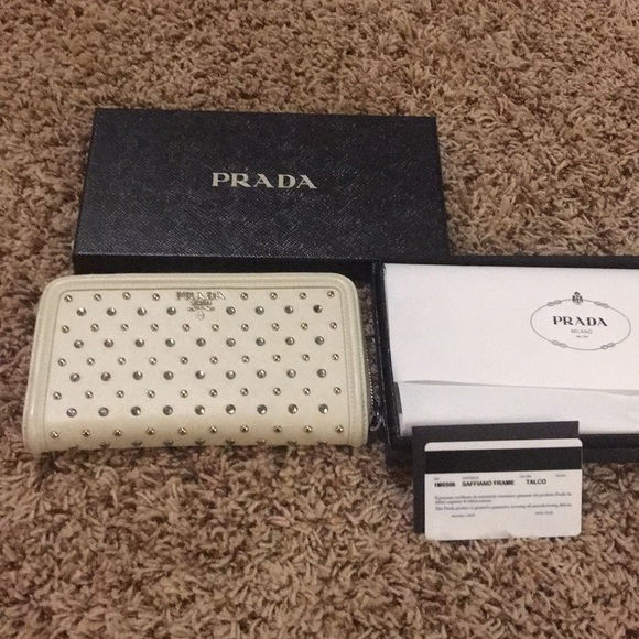 PRADA Pyramid Lux Saffiano Crystal Studded Wallet - Picture 3 of 8
